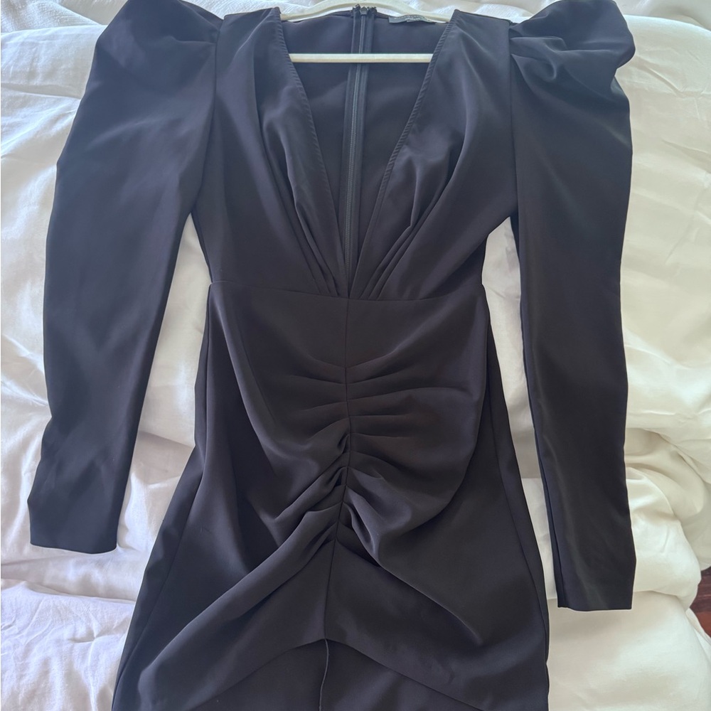 Elegant Black Revolve V-Neck Long Sleeve Dress Small Sexy Michael Costello